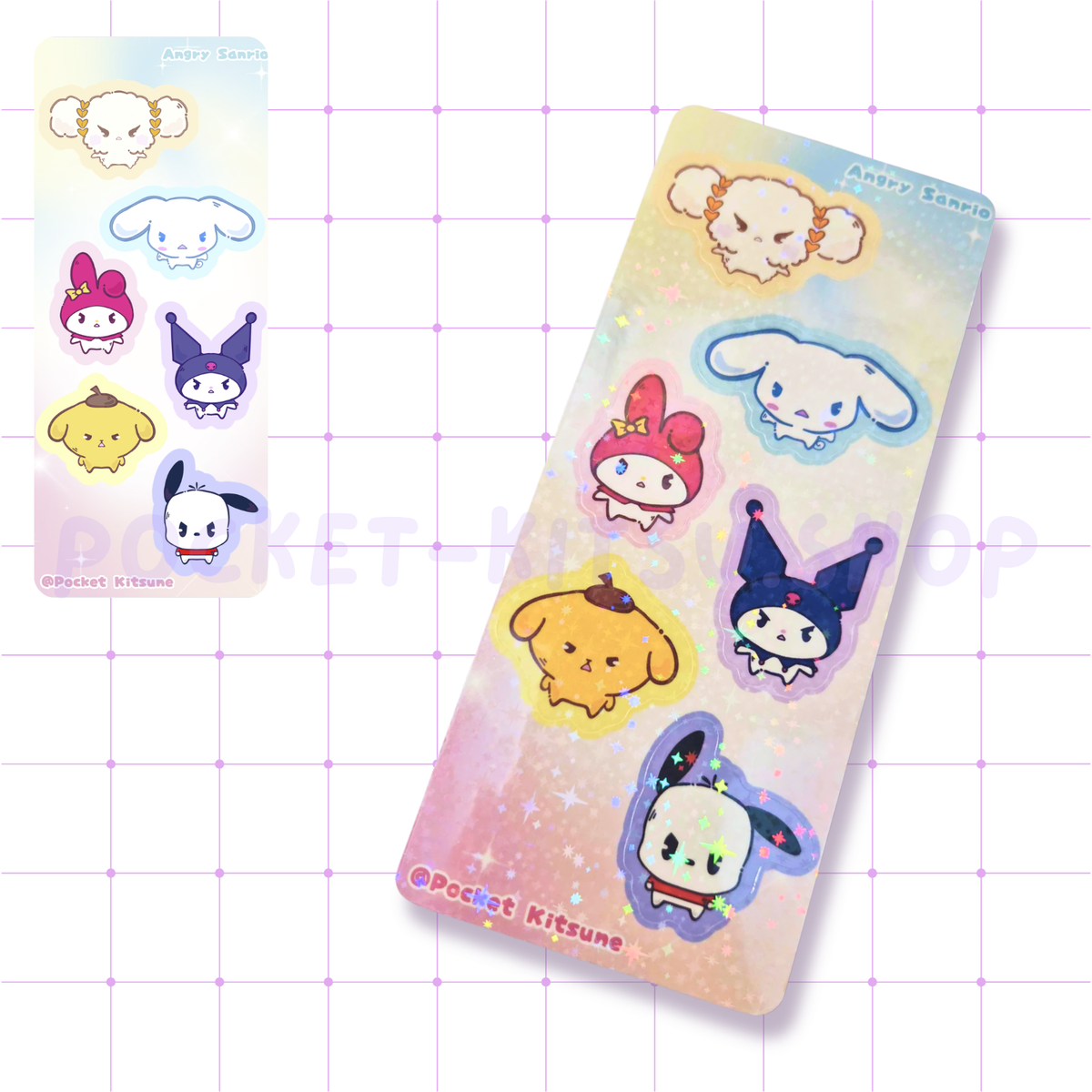 Angry Sanrio Sticker Sheet