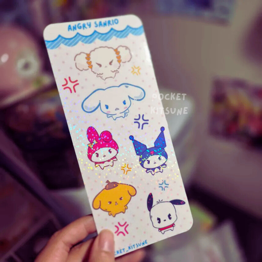 Angry Sanrio sticker sheet